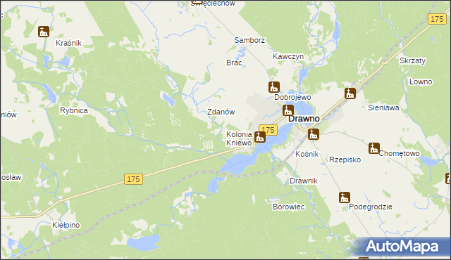 mapa Kolonia Kniewo, Kolonia Kniewo na mapie Targeo