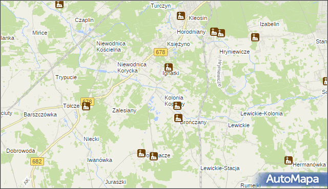 mapa Kolonia Koplany, Kolonia Koplany na mapie Targeo