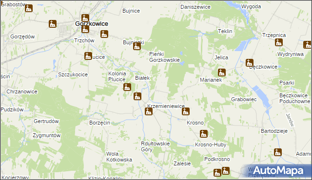 mapa Kolonia Krzemieniewice, Kolonia Krzemieniewice na mapie Targeo