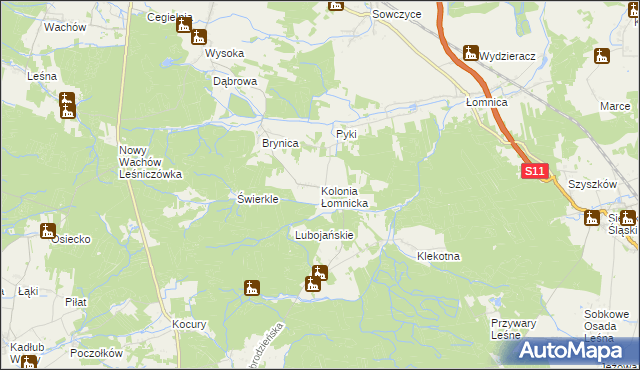 mapa Kolonia Łomnicka, Kolonia Łomnicka na mapie Targeo