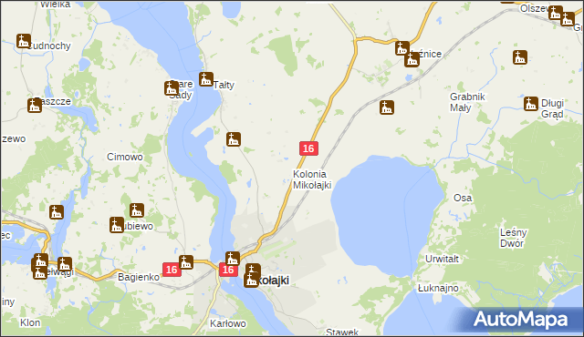 mapa Kolonia Mikołajki, Kolonia Mikołajki na mapie Targeo