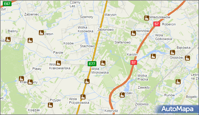 mapa Kolonia Mrokowska, Kolonia Mrokowska na mapie Targeo