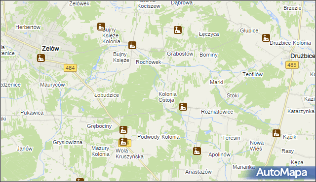 mapa Kolonia Ostoja, Kolonia Ostoja na mapie Targeo