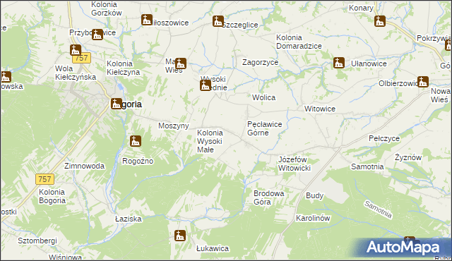 mapa Kolonia Pęcławice, Kolonia Pęcławice na mapie Targeo