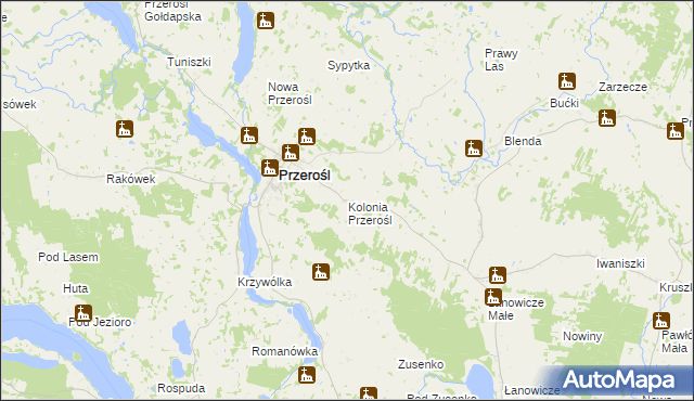 mapa Kolonia Przerośl, Kolonia Przerośl na mapie Targeo