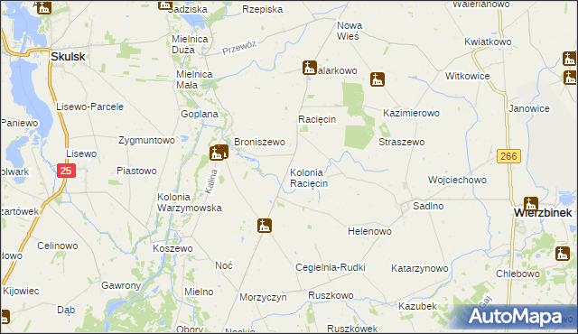 mapa Kolonia Racięcin, Kolonia Racięcin na mapie Targeo