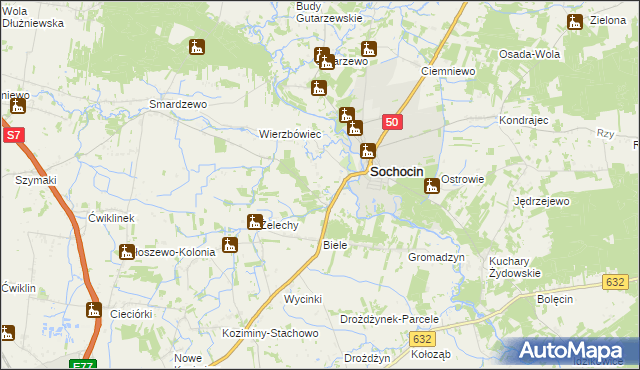 mapa Kolonia Sochocin, Kolonia Sochocin na mapie Targeo