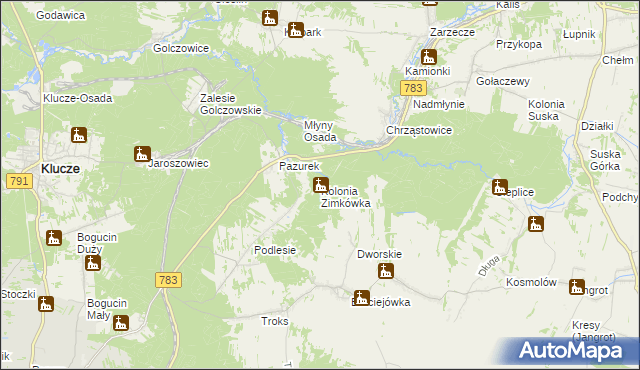 mapa Kolonia Zimkówka, Kolonia Zimkówka na mapie Targeo