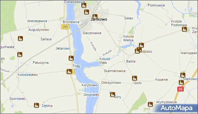 mapa Kołuda Mała, Kołuda Mała na mapie Targeo