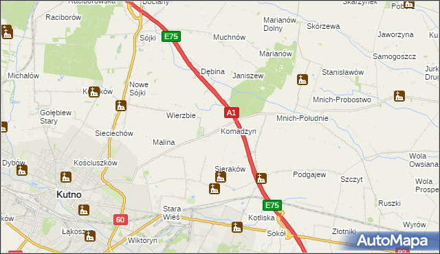 mapa Komadzyn, Komadzyn na mapie Targeo