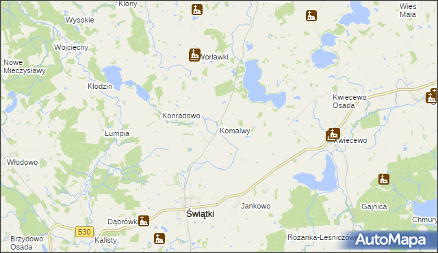 mapa Komalwy, Komalwy na mapie Targeo