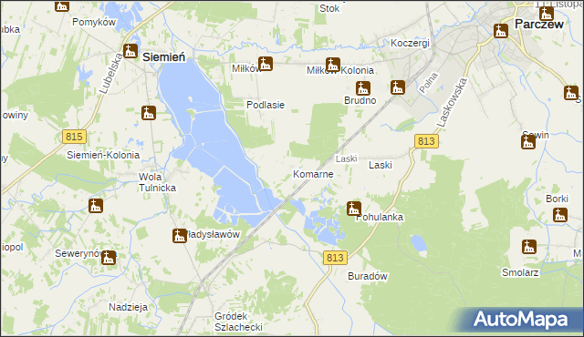 mapa Komarne, Komarne na mapie Targeo