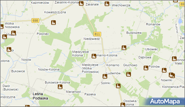 mapa Komarno-Kolonia, Komarno-Kolonia na mapie Targeo