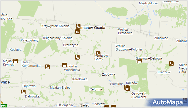 mapa Komarów Górny, Komarów Górny na mapie Targeo