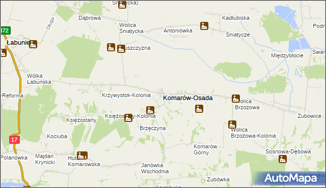 mapa Komarów-Osada, Komarów-Osada na mapie Targeo