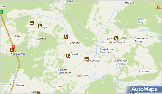 mapa Komaszówka gmina Sztabin, Komaszówka gmina Sztabin na mapie Targeo