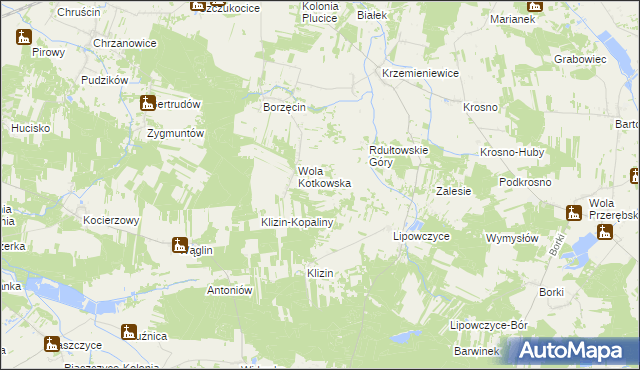 mapa Komorniki gmina Gorzkowice, Komorniki gmina Gorzkowice na mapie Targeo