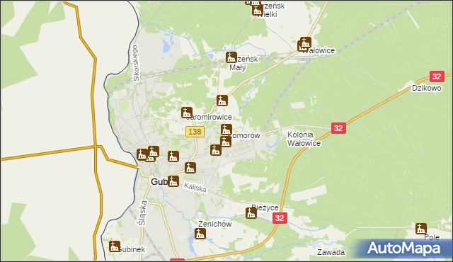 mapa Komorów gmina Gubin, Komorów gmina Gubin na mapie Targeo