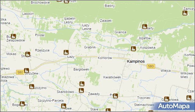 mapa Komorów gmina Kampinos, Komorów gmina Kampinos na mapie Targeo