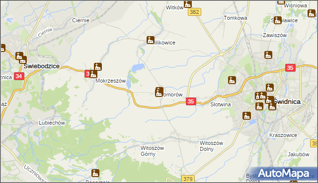 mapa Komorów gmina Świdnica, Komorów gmina Świdnica na mapie Targeo
