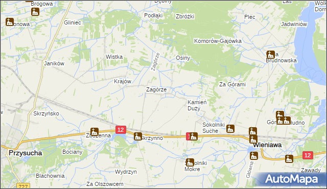 mapa Komorów gmina Wieniawa, Komorów gmina Wieniawa na mapie Targeo