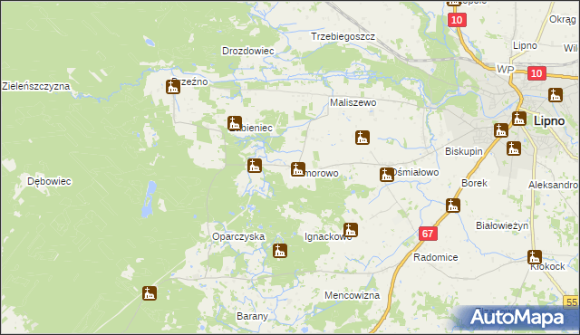 mapa Komorowo gmina Lipno, Komorowo gmina Lipno na mapie Targeo