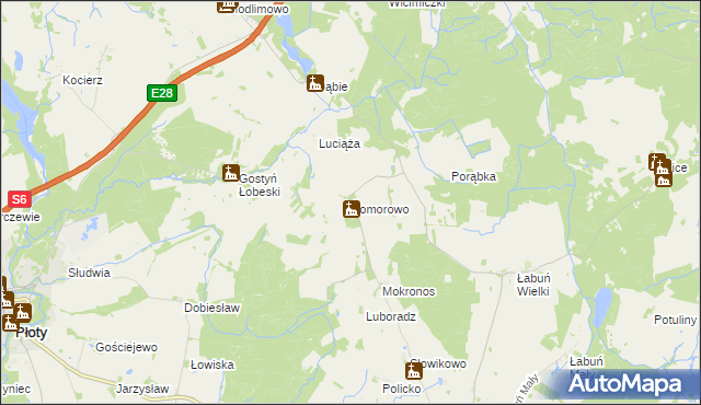 mapa Komorowo gmina Resko, Komorowo gmina Resko na mapie Targeo