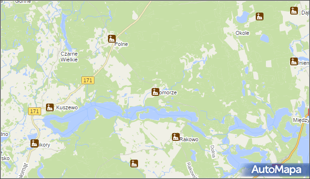 mapa Komorze gmina Borne Sulinowo, Komorze gmina Borne Sulinowo na mapie Targeo