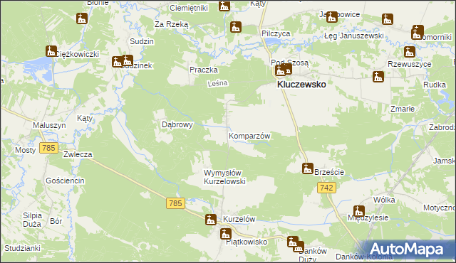 mapa Komparzów, Komparzów na mapie Targeo