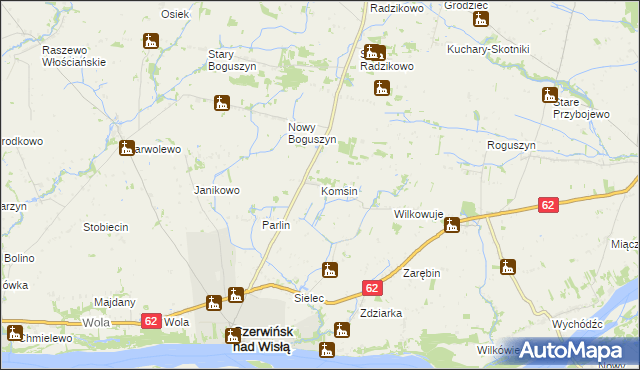 mapa Komsin, Komsin na mapie Targeo