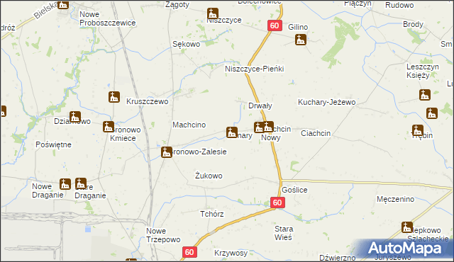 mapa Konary gmina Bielsk, Konary gmina Bielsk na mapie Targeo