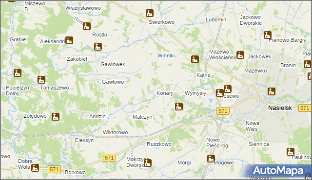 mapa Konary gmina Nasielsk, Konary gmina Nasielsk na mapie Targeo