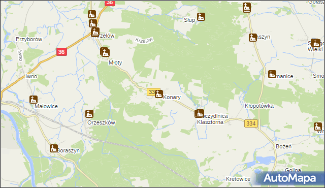 mapa Konary gmina Wińsko, Konary gmina Wińsko na mapie Targeo