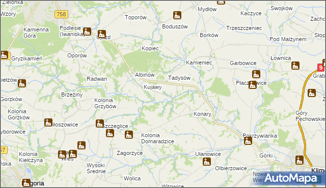 mapa Konary-Kolonia, Konary-Kolonia na mapie Targeo