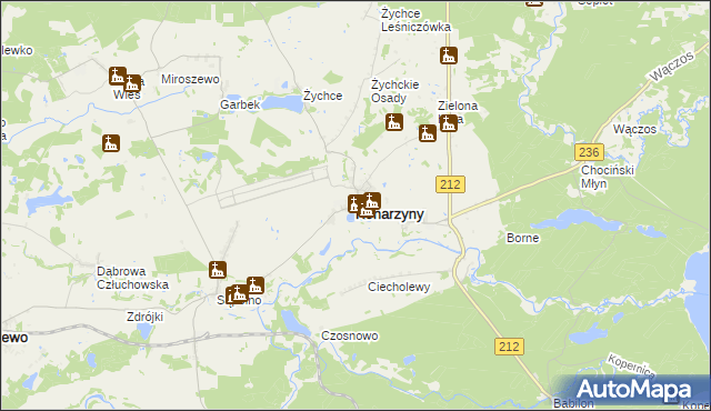 mapa Konarzyny powiat chojnicki, Konarzyny powiat chojnicki na mapie Targeo