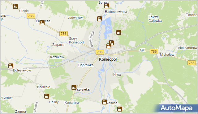 mapa Koniecpol, Koniecpol na mapie Targeo