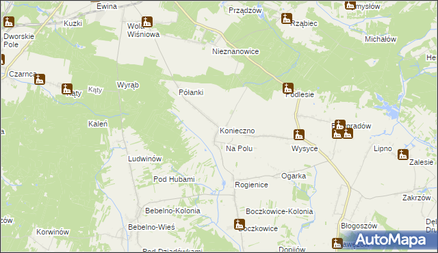 mapa Konieczno, Konieczno na mapie Targeo