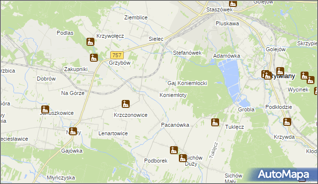 mapa Koniemłoty, Koniemłoty na mapie Targeo