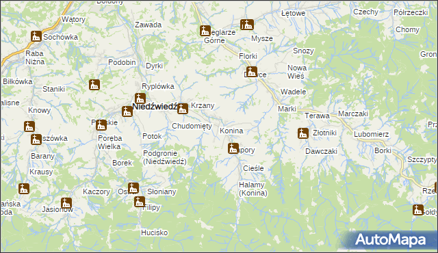 mapa Konina, Konina na mapie Targeo