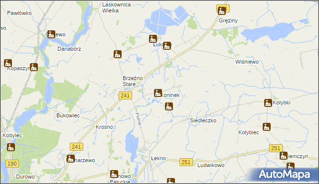 mapa Koninek gmina Wągrowiec, Koninek gmina Wągrowiec na mapie Targeo