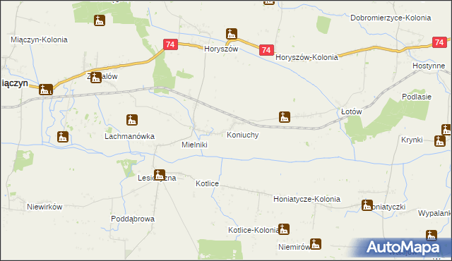 mapa Koniuchy, Koniuchy na mapie Targeo