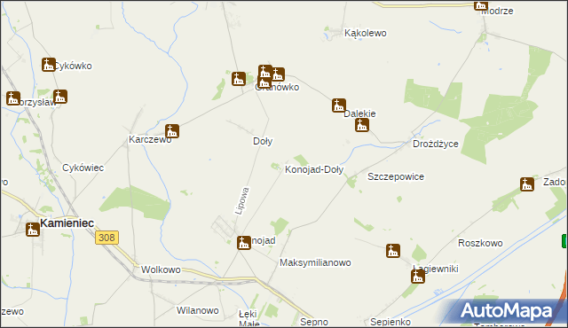 mapa Konojad-Doły, Konojad-Doły na mapie Targeo