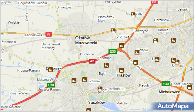 mapa Konotopa gmina Ożarów Mazowiecki, Konotopa gmina Ożarów Mazowiecki na mapie Targeo