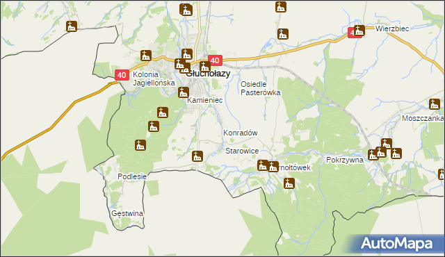 mapa Konradów gmina Głuchołazy, Konradów gmina Głuchołazy na mapie Targeo