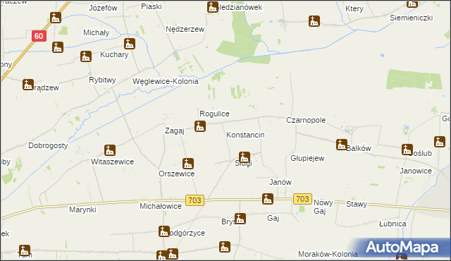 mapa Konstancin gmina Góra Świętej Małgorzaty, Konstancin gmina Góra Świętej Małgorzaty na mapie Targeo