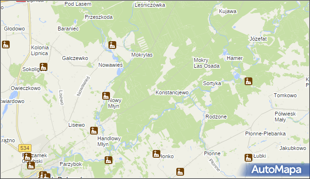 mapa Konstancjewo, Konstancjewo na mapie Targeo