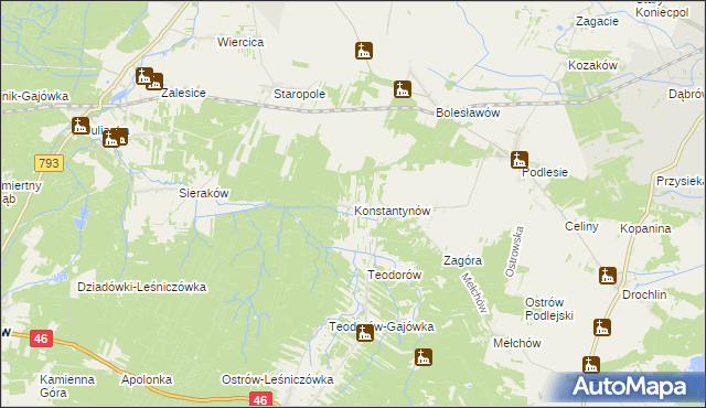 mapa Konstantynów gmina Lelów, Konstantynów gmina Lelów na mapie Targeo