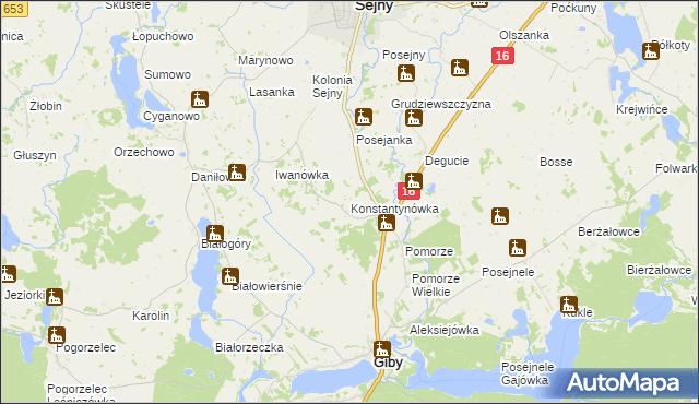 mapa Konstantynówka gmina Giby, Konstantynówka gmina Giby na mapie Targeo