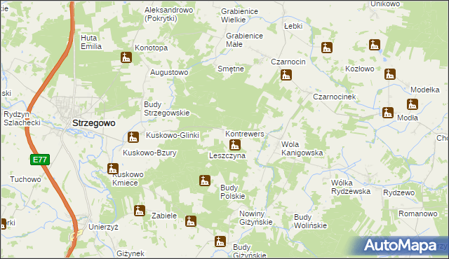 mapa Kontrewers gmina Strzegowo, Kontrewers gmina Strzegowo na mapie Targeo