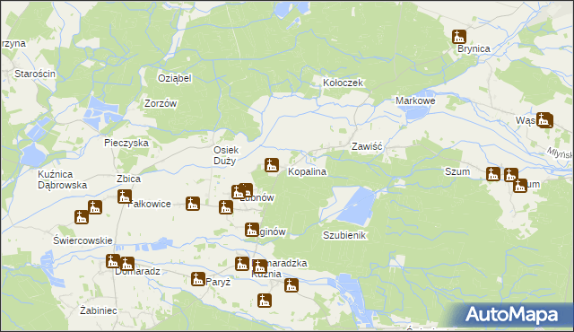 mapa Kopalina gmina Pokój, Kopalina gmina Pokój na mapie Targeo